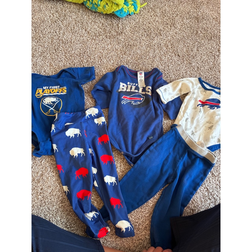 Buffalo Bills Sabres Baby Clothes Bundle NFL NHL Bodysuits Pants 0-12M 5pc Lot